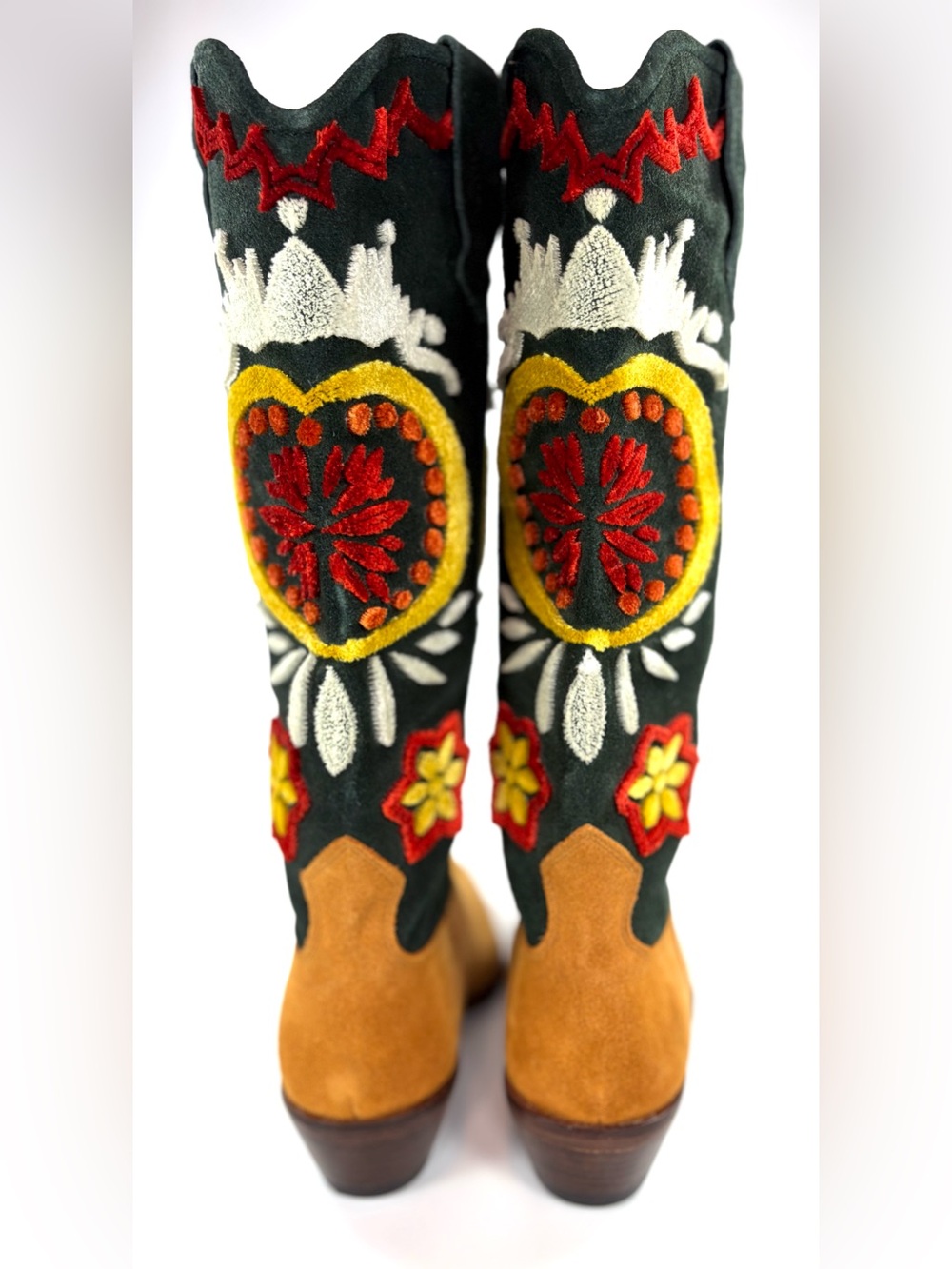 Free People Roundhouse Stitch Embroidered Suede Western Boots EU 36 NWOT - Picture 4 of 13